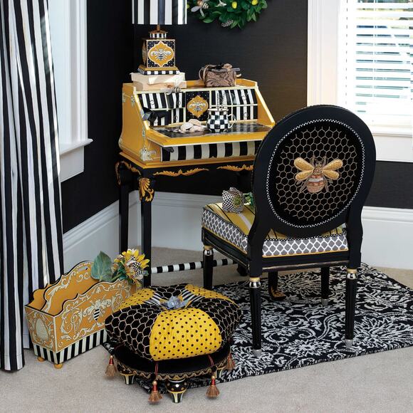 MacKenzie-Childs Spelling Bee Magazine Rack Yellow Hand-Painted Home Accent - Picture 5 of 16